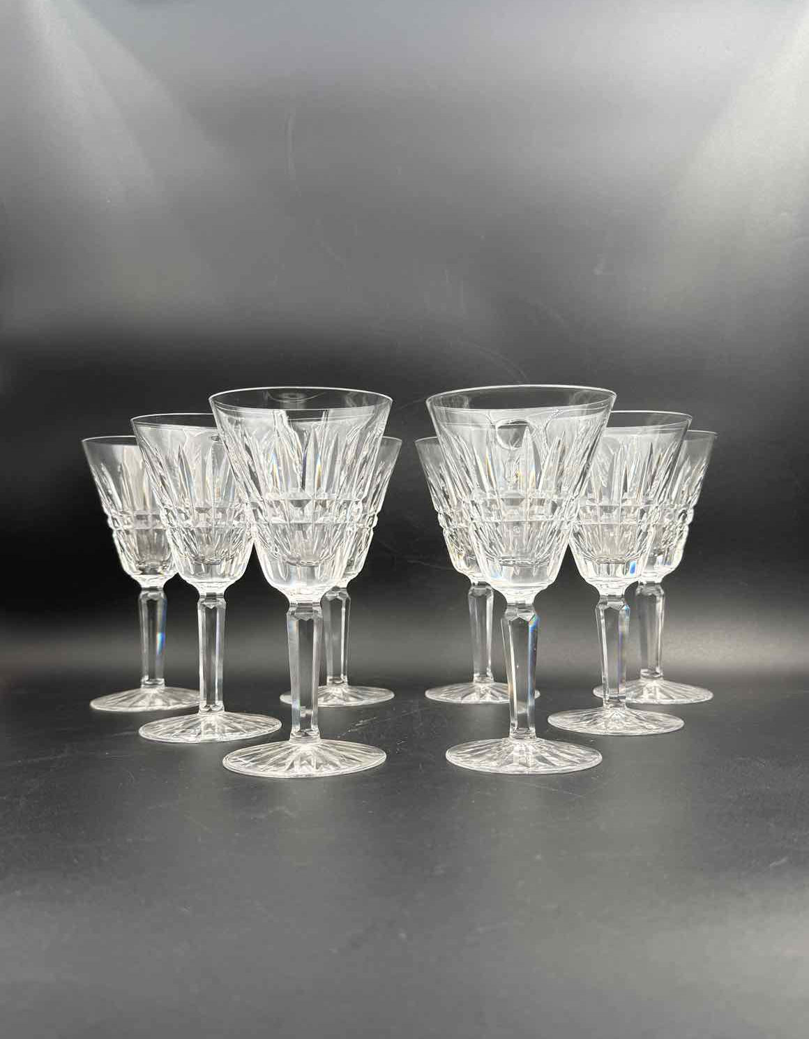 Waterford Glenmore Crystal Wine Glasses Set of 8 Cut Crystal Stemware