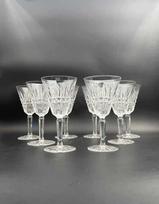 Waterford Glenmore Crystal Wine Glasses Set of 8 Cut Crystal Stemware
