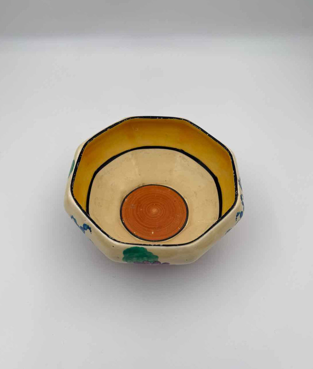 Clarice Cliff Gayday Octagonal Hand-Painted Floral Bowl, England