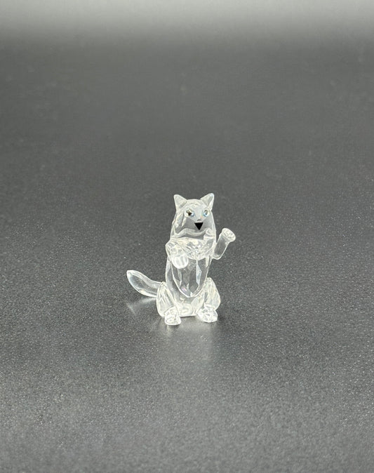 Swarovski Mini Crystal Cat Figurine – Faceted Clear Glass