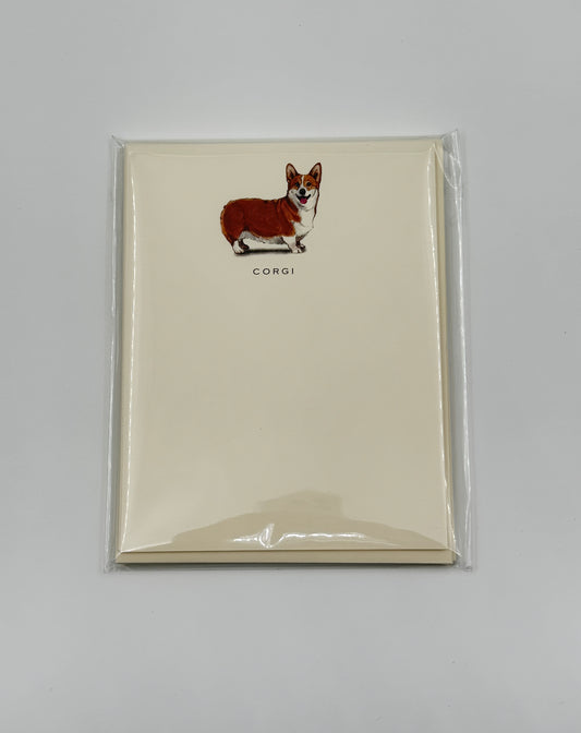 Fable & Sage Corgi  Flat Note Cards – Set of 6 with Envelopes