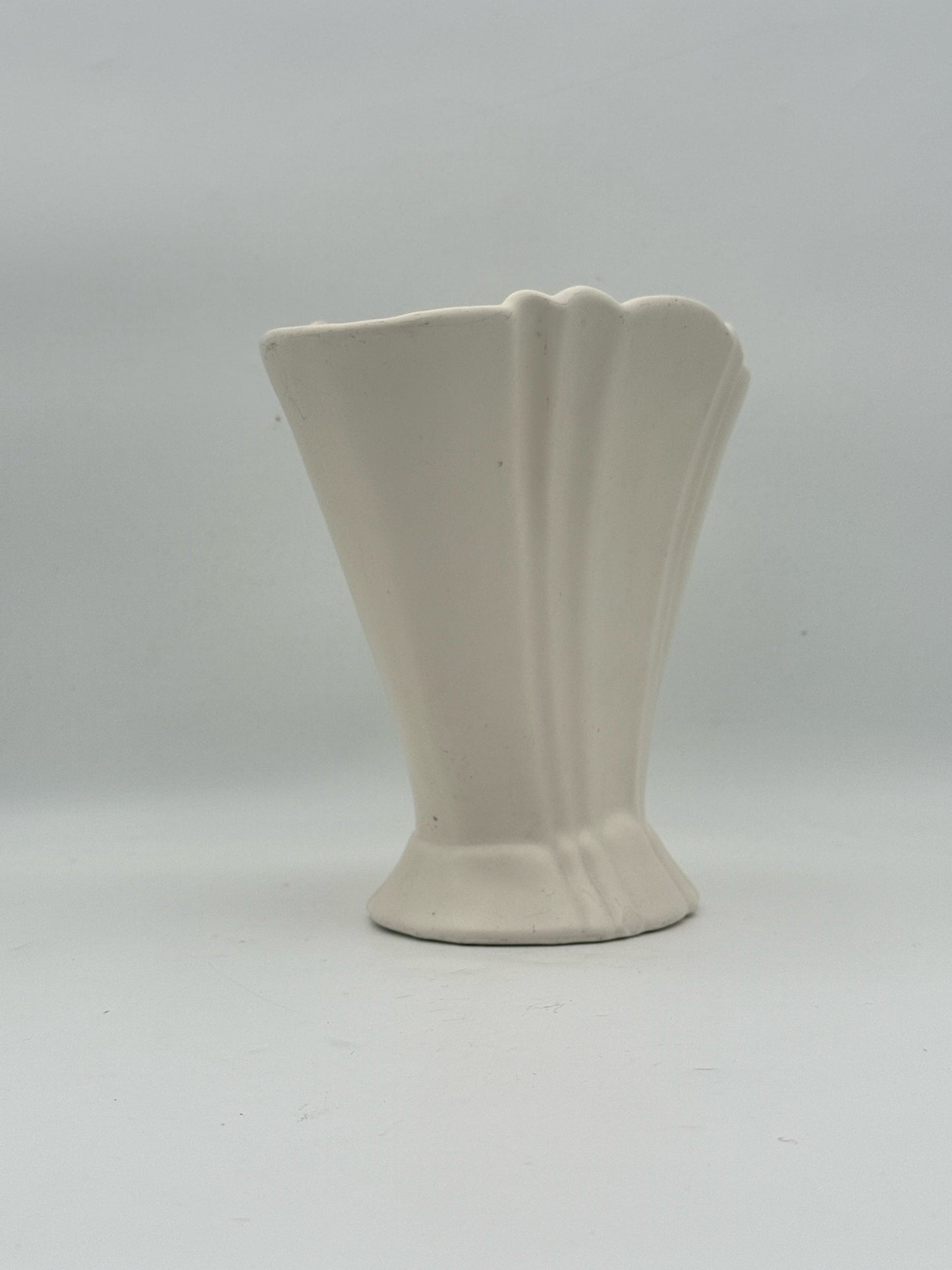 Vintage Mid Century Style White Fan Vase