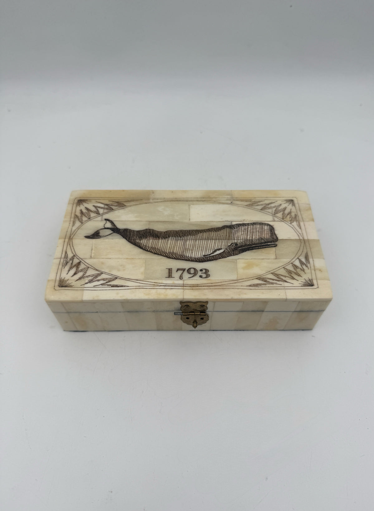 Scrimshaw Style Whale Trinket Box