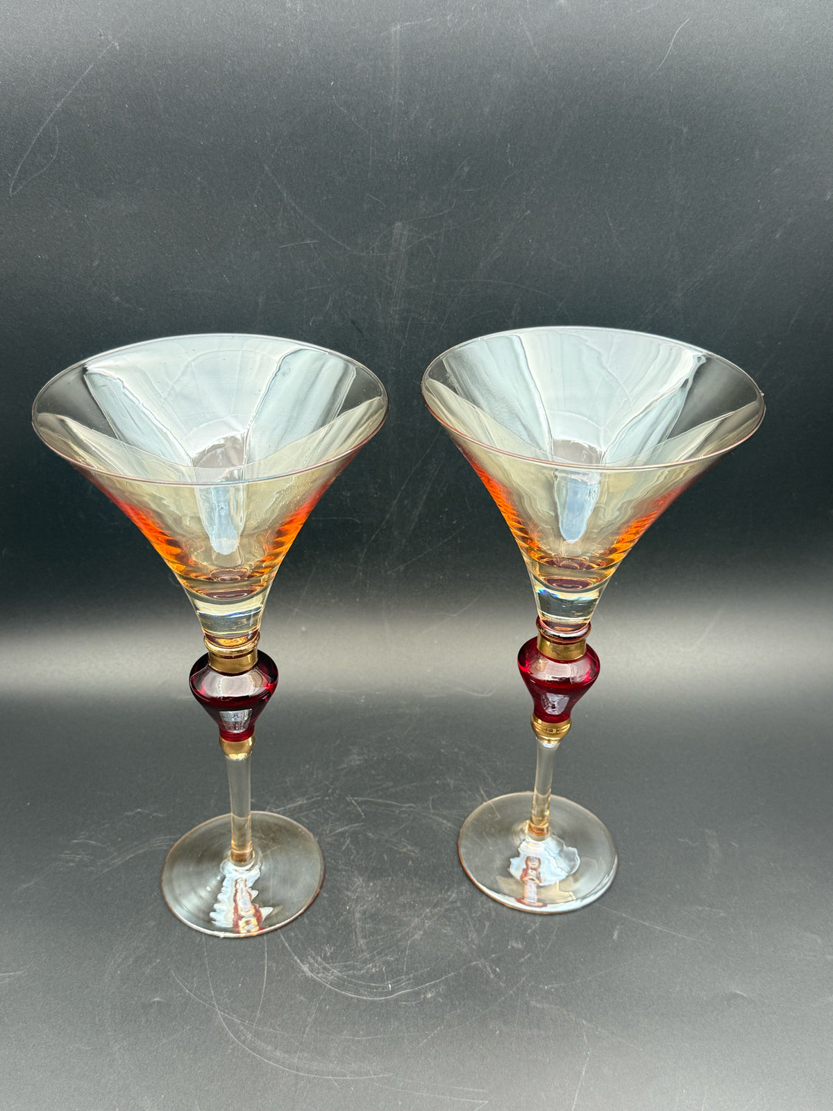 Amber Luster Pair Of Martini Glasses