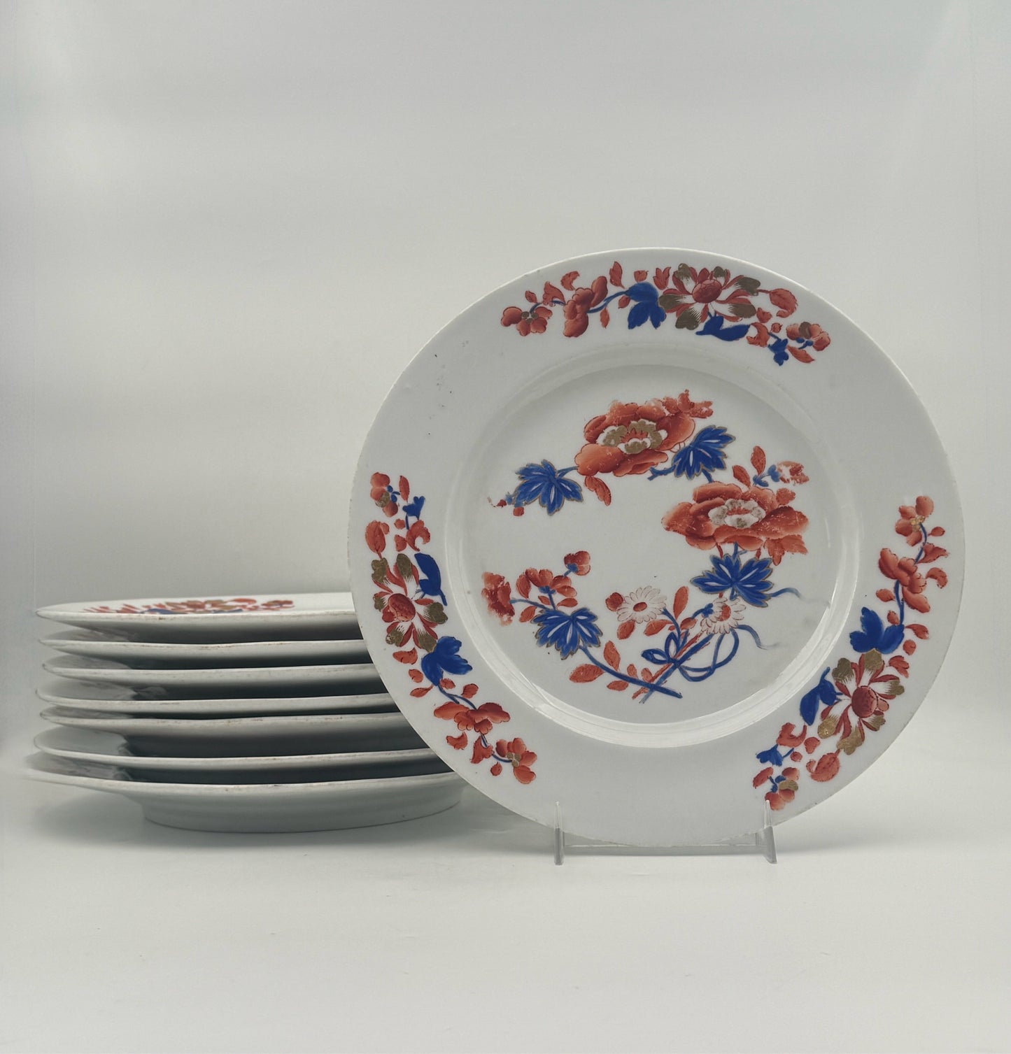 Antique 19th Century Chamberlain Worcester Imari Plates- Set Of 8