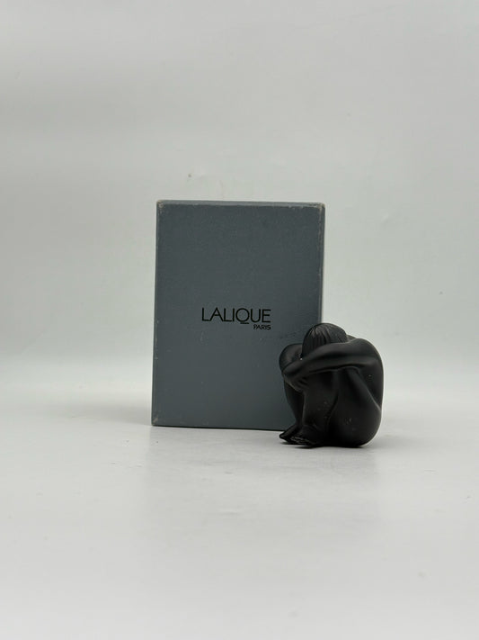 Lalique Nu Assis Noir Figurine With Box