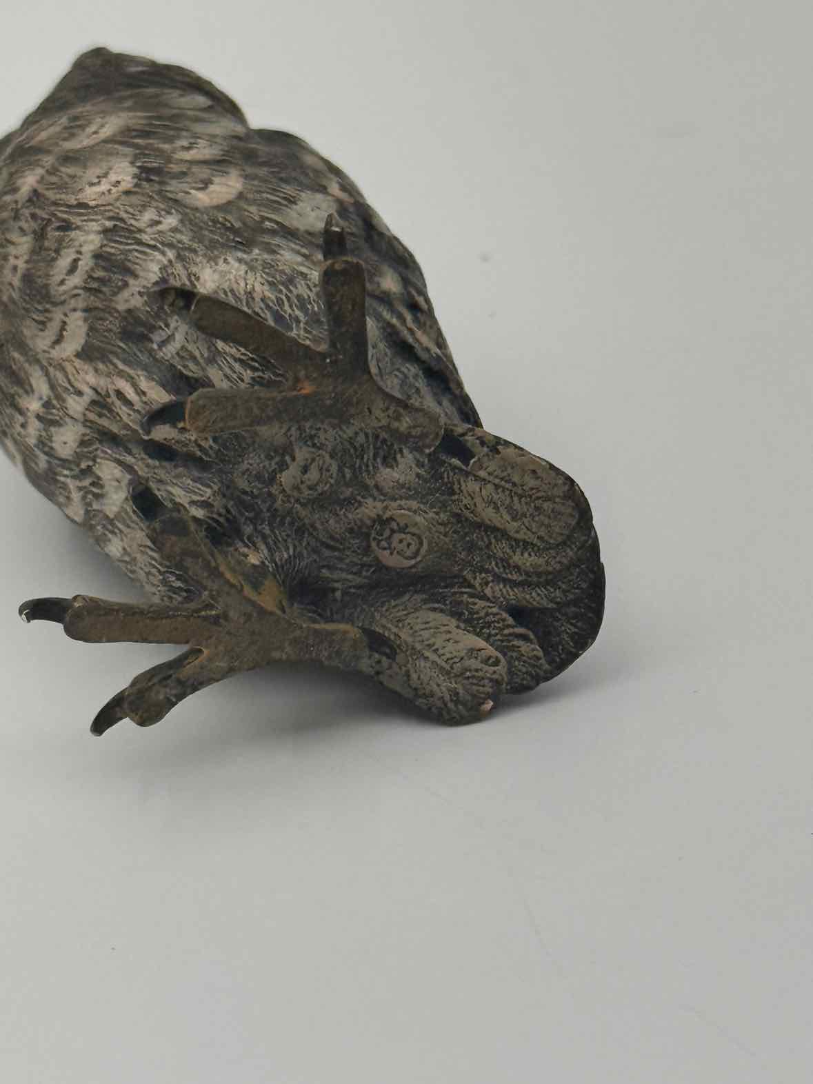 1900 Cold Painted Vienna Bronze Owl Figurine Marked "B"