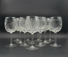 Vintage Hand Cut Crystal Wine Glasses- Set Of 10