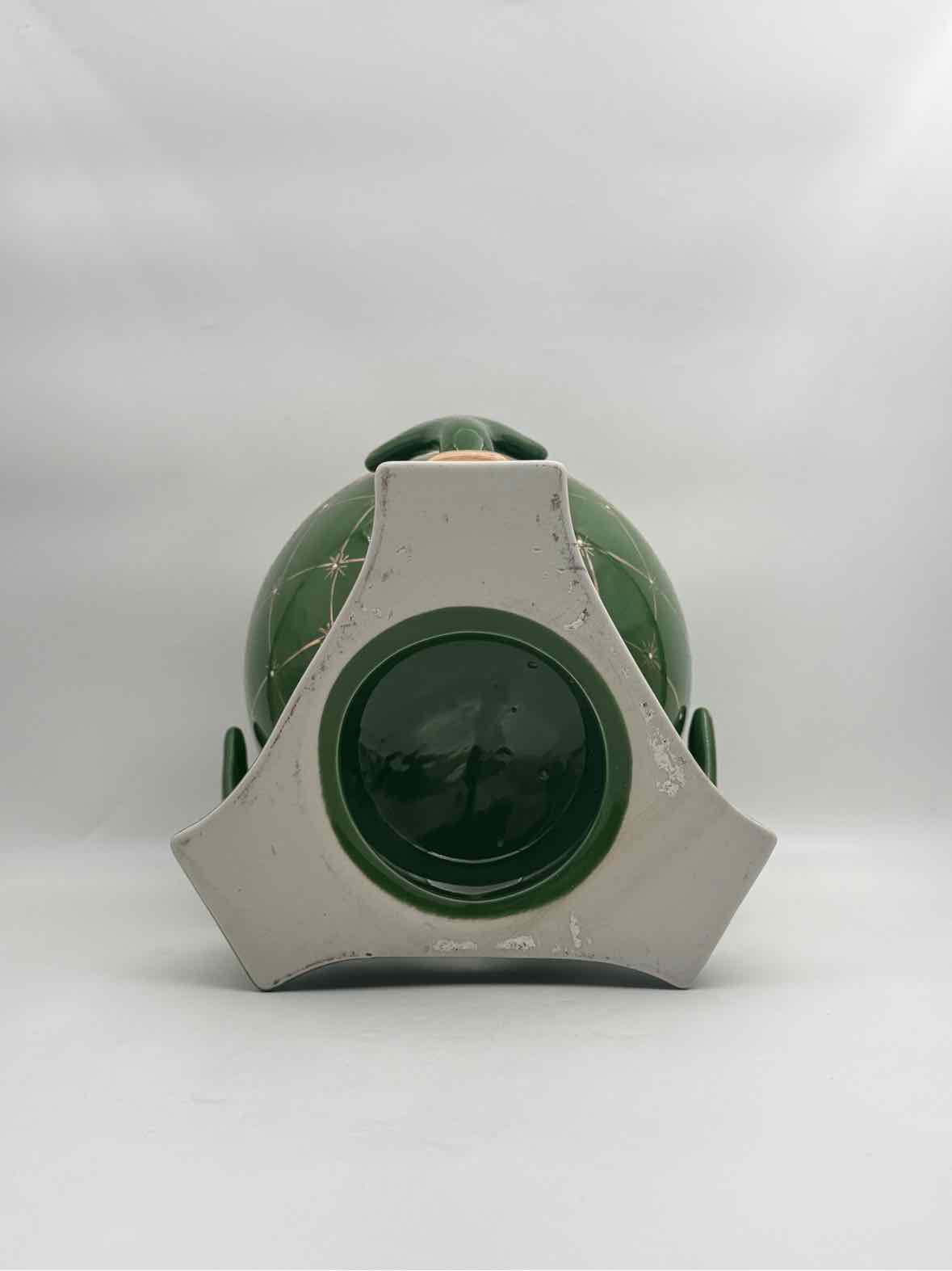 Vintage Green Gold Fish Tureen with Lid Ceramic Serveware