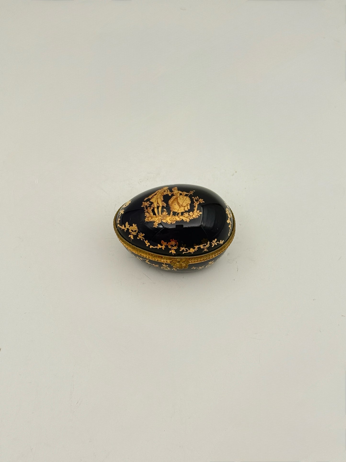 Limoges Cobalt Blue And Gold Egg Box