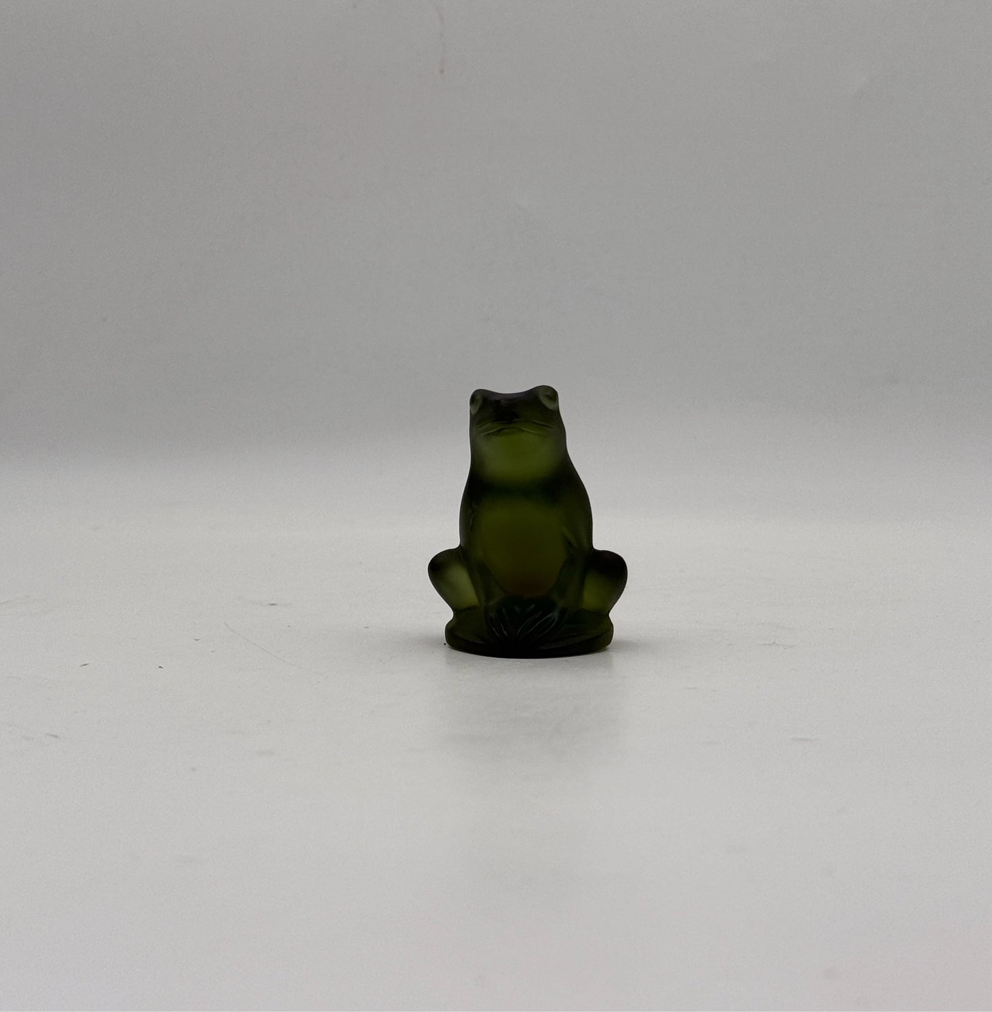 Lalique Green Rainette Frog Figurine With Box