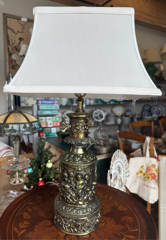 Victorian Style Converted Oil Lamp w/ Shade