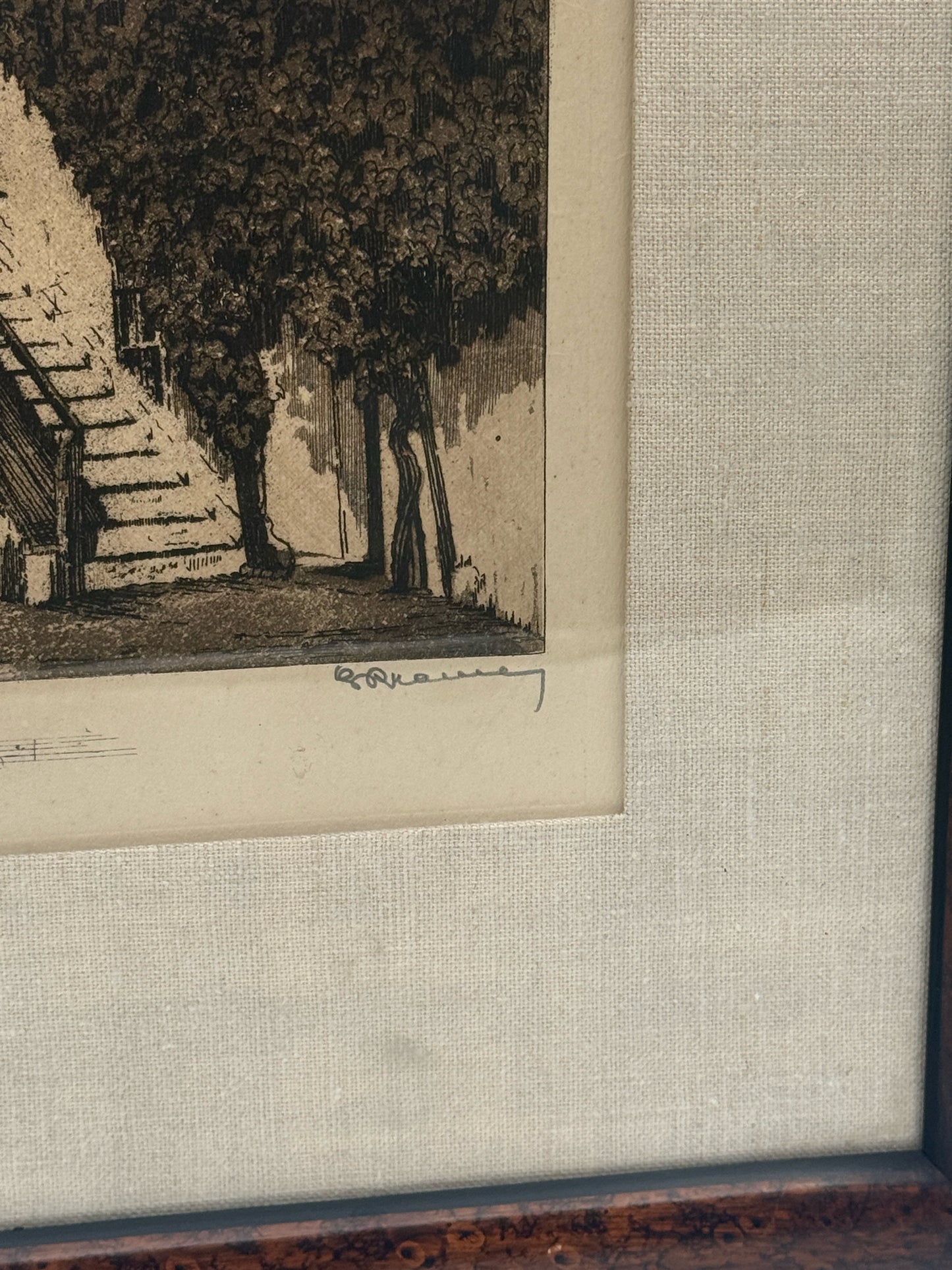 Black And White Etching Of Beethoven's House- Signed And Framed
