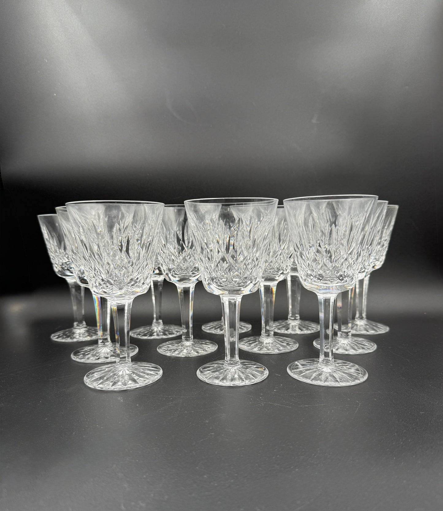 Waterford “Lismore” Cut Crystal Wine Glasses – Set of 12, Ireland