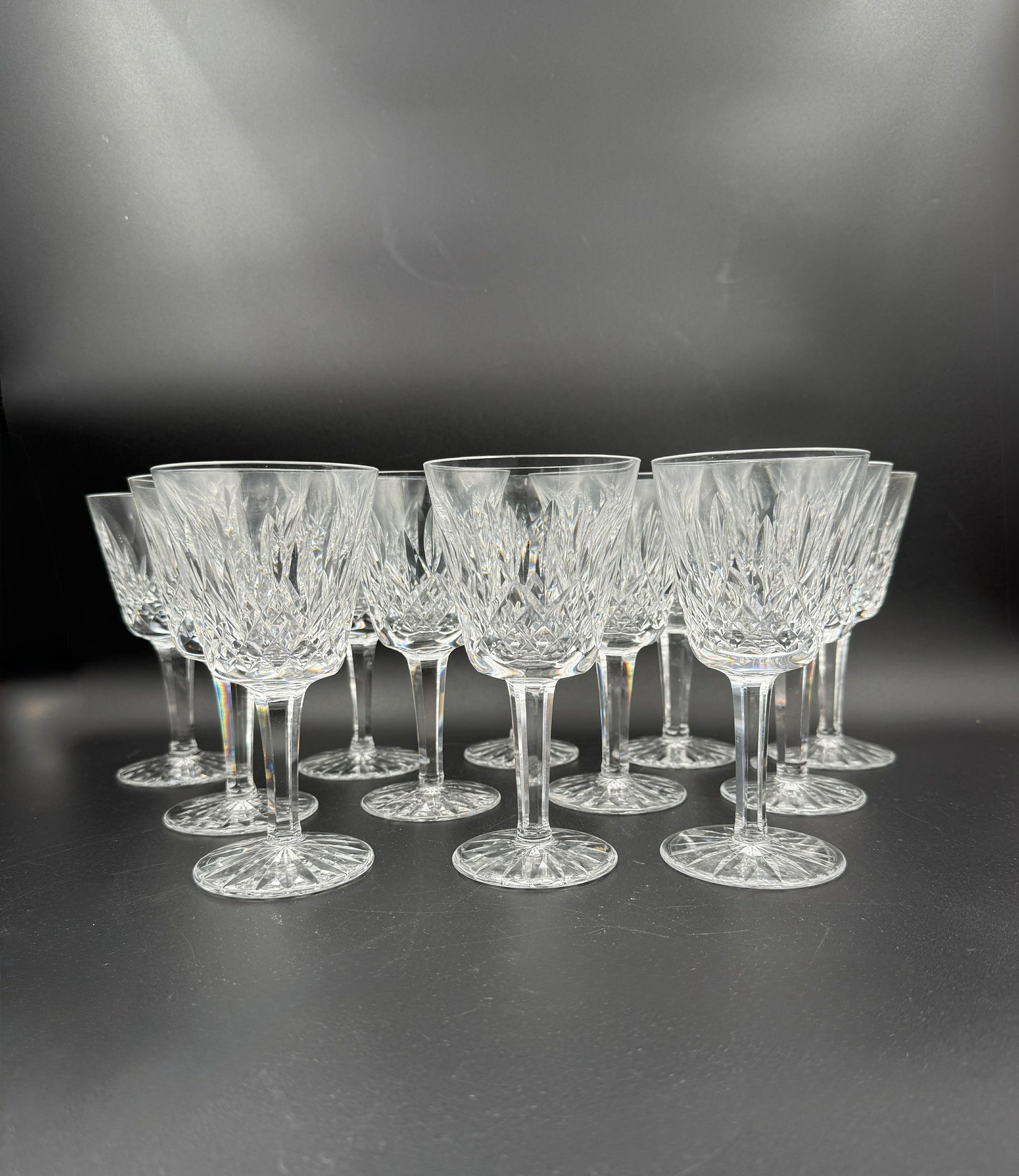 Waterford “Lismore” Cut Crystal Wine Glasses – Set of 12, Ireland