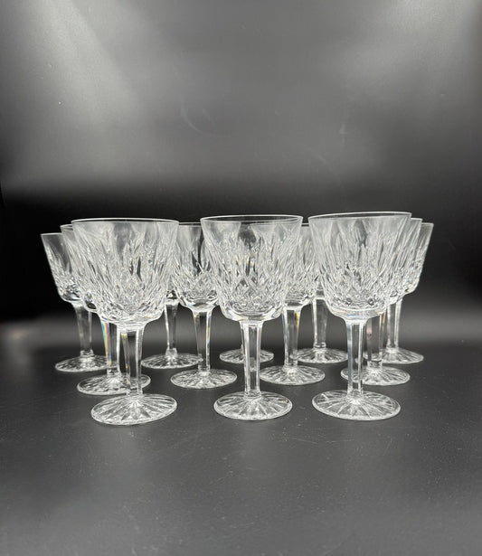 Waterford “Lismore” Cut Crystal Wine Glasses – Set of 12, Ireland