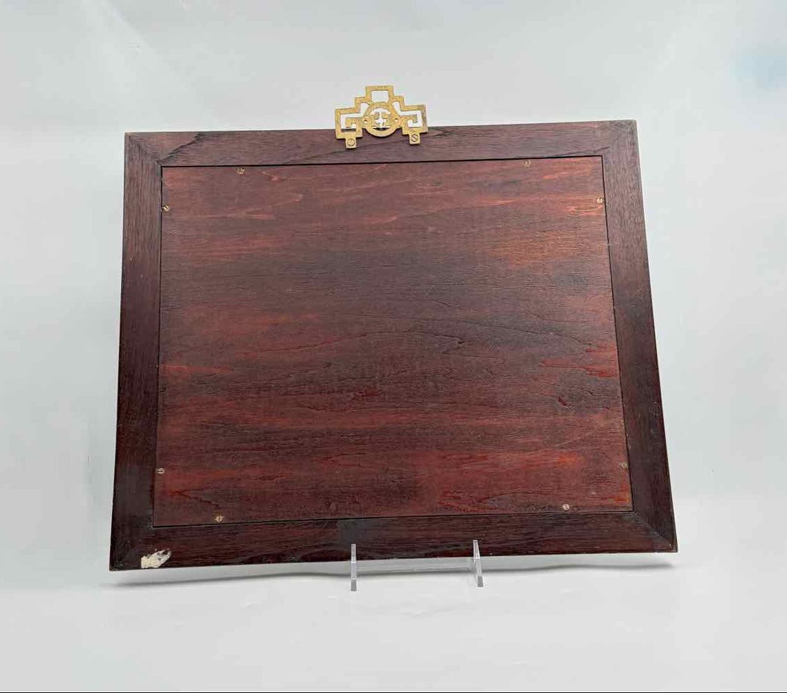 Antique Chinese Blue & White Porcelain Plaque – Framed Landscape