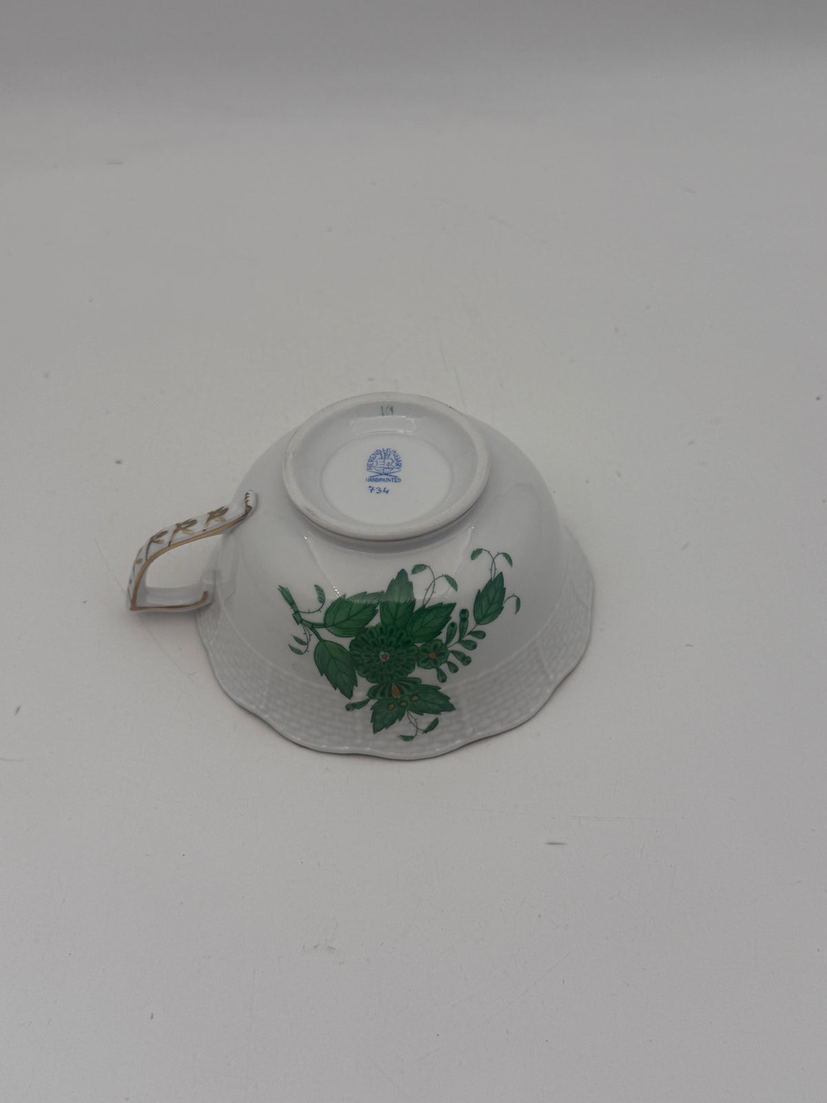 Pair Of Herend Chinese Bouquet Teacups - Apponyi Green