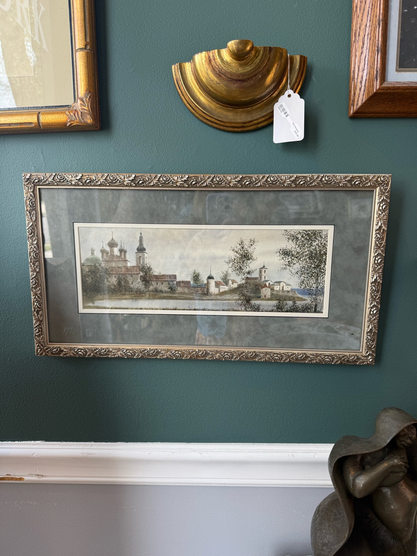 Framed Russian Monastery Original Watercolor Painting