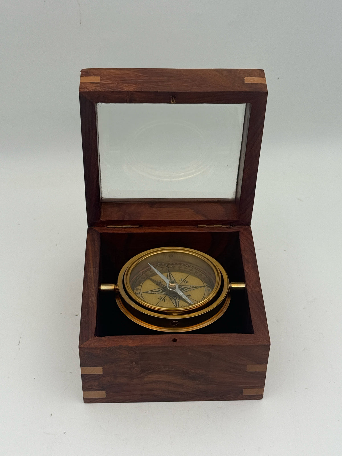 Nautical Compass In Wood Box