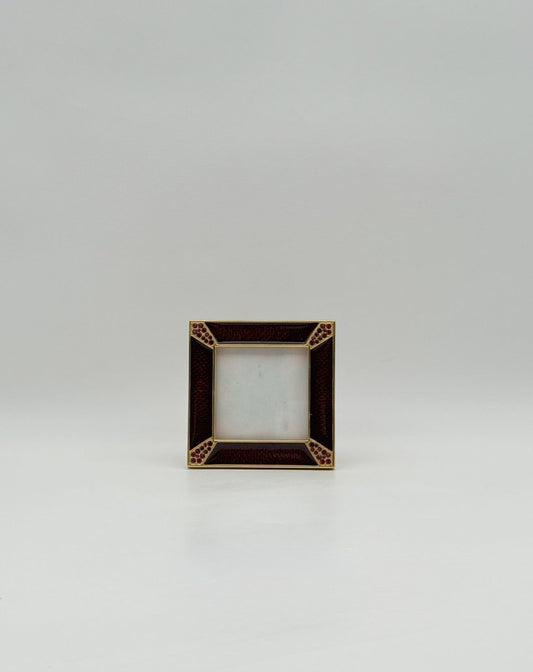 Jay Strongwater Square Red Enamel Frame with Red Swarovski Crystals