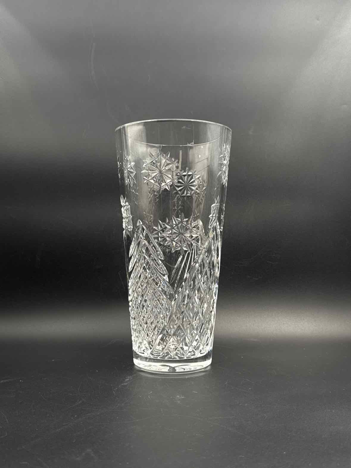 Waterford Christmas Tree Crystal Vase Ireland Holiday Cut Glass Decor