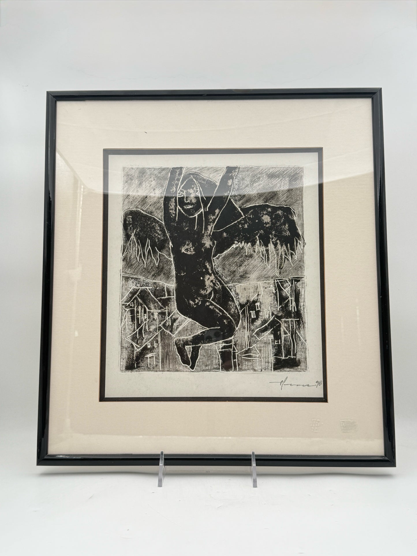 Framed Black And White Angel Print By Pablo Perea