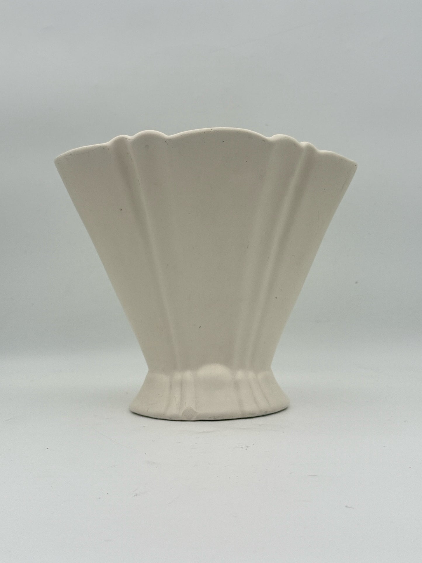 Vintage Mid Century Style White Fan Vase