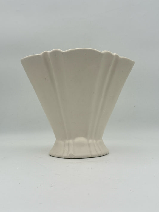 Vintage Mid Century Style White Fan Vase