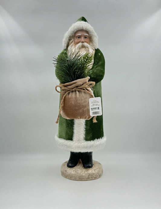 RAZ Imports Green Velvet Santa Claus –  Belsnickle Christmas Figure