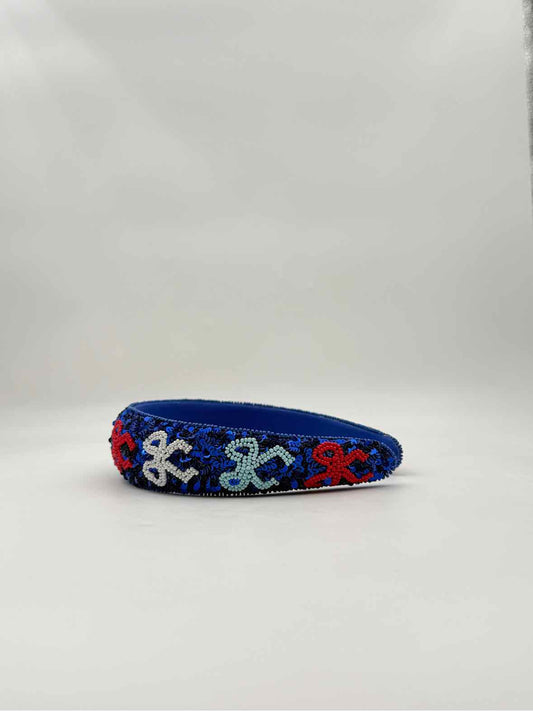 Americana Bow Beaded Headband – Red White & Blue Patriotic Style
