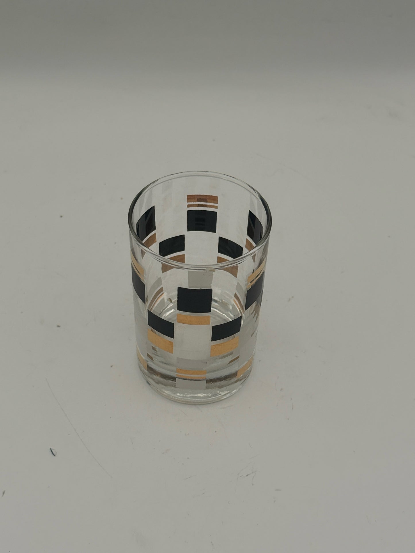 Midcentury Black And Gold Juice Glasses- Set Of Five