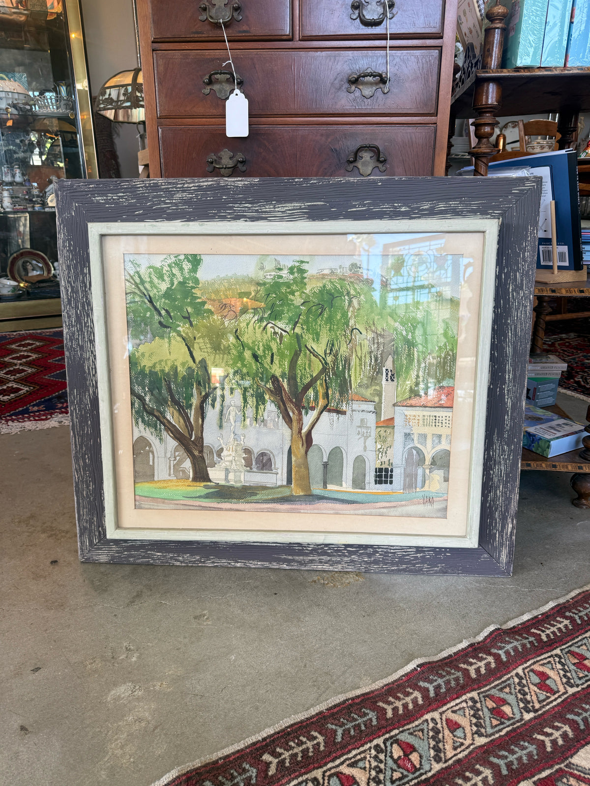 Framed Watercolor Of Malaga Cove By Vara