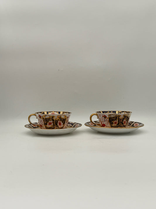 Royal Crown Derby Traditional Imari Teacups And Saucers- Set Of 2