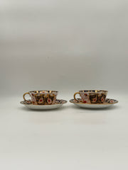 Royal Crown Derby Traditional Imari Teacups And Saucers- Set Of 2