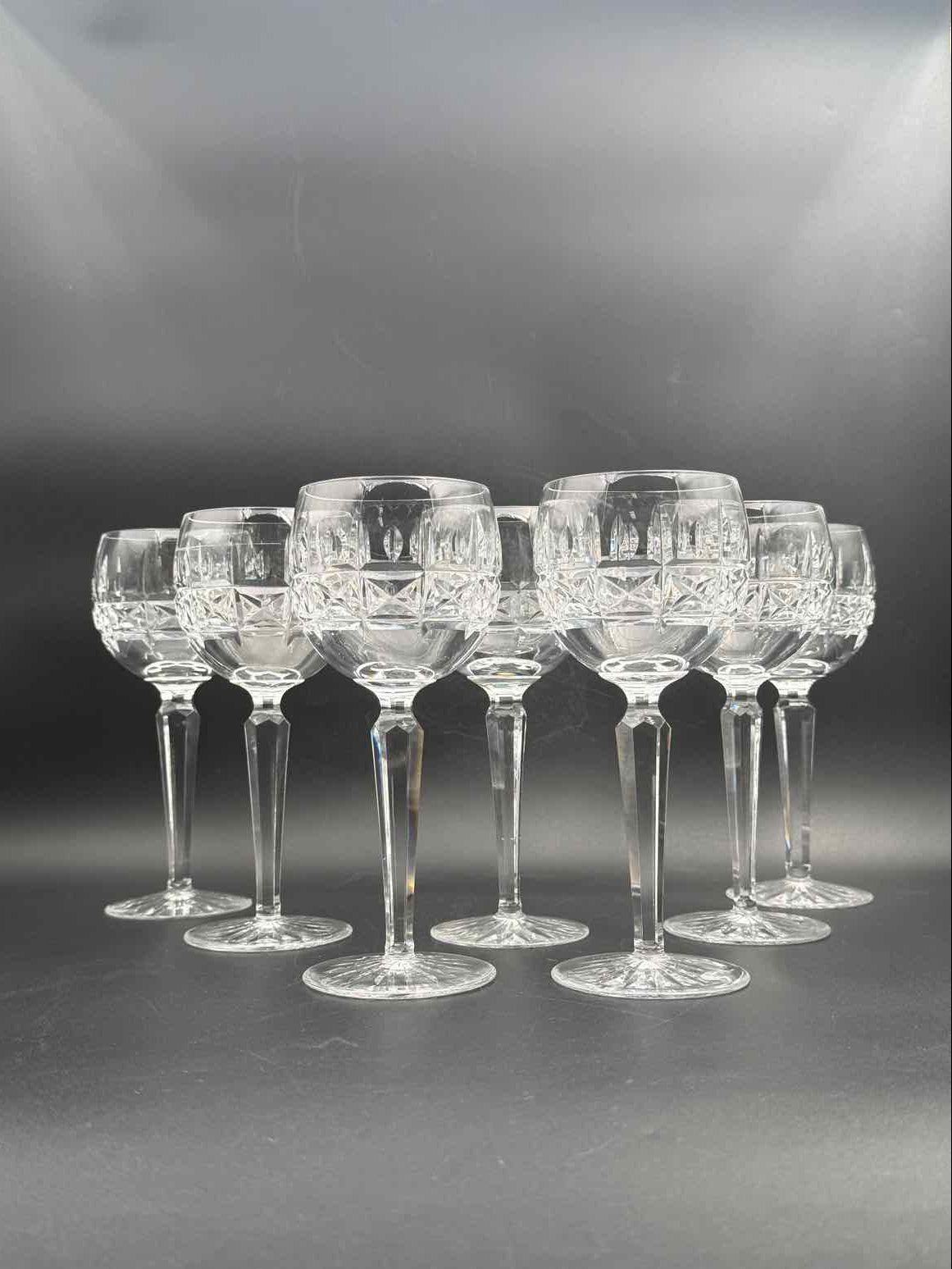 Waterford Klyemore Crystal Wine Hocks Set of 7 Cut Crystal Stemware