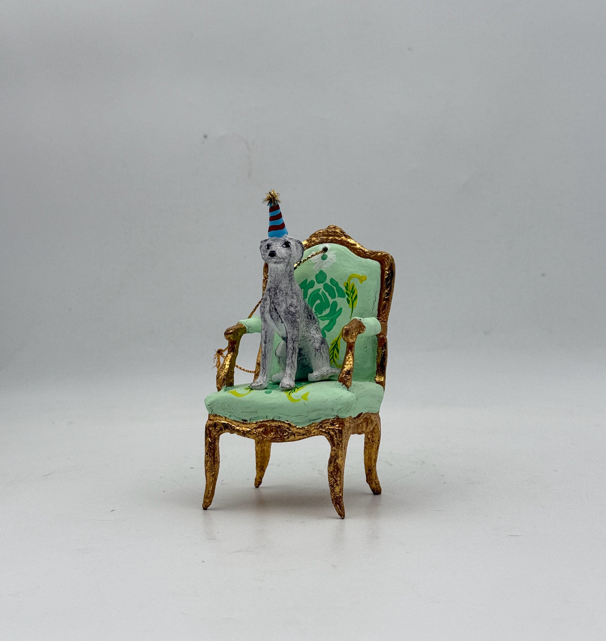 Party Hat Dog On Chair Ornament