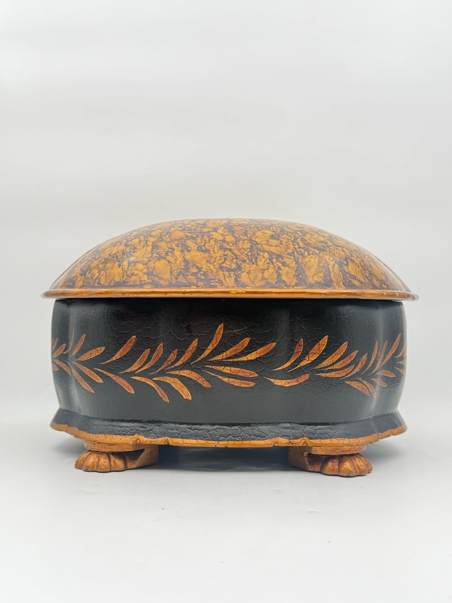 Tortoiseshell Decorative Box With Hinged Lid