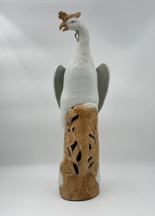 Chinese Phoenix Figurine – 18" Tall – Glazed Porcelain