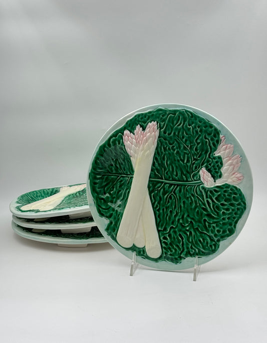 Set of 4 Vintage Majolica Style Asparagus Plates – Haldon Group Japan, 1984