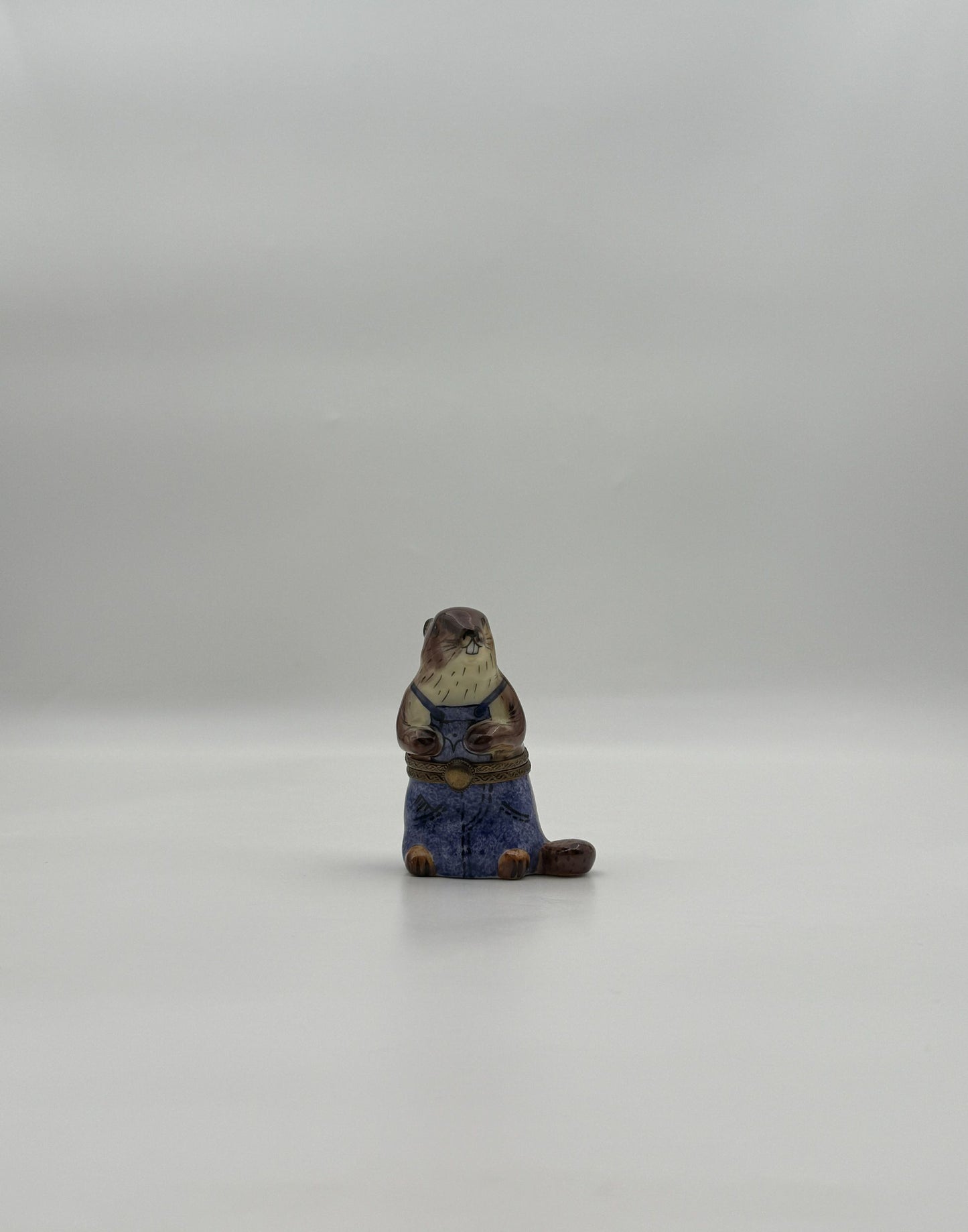 Limoges France Beaver Porcelain Trinket Box Hand-Painted Collectible