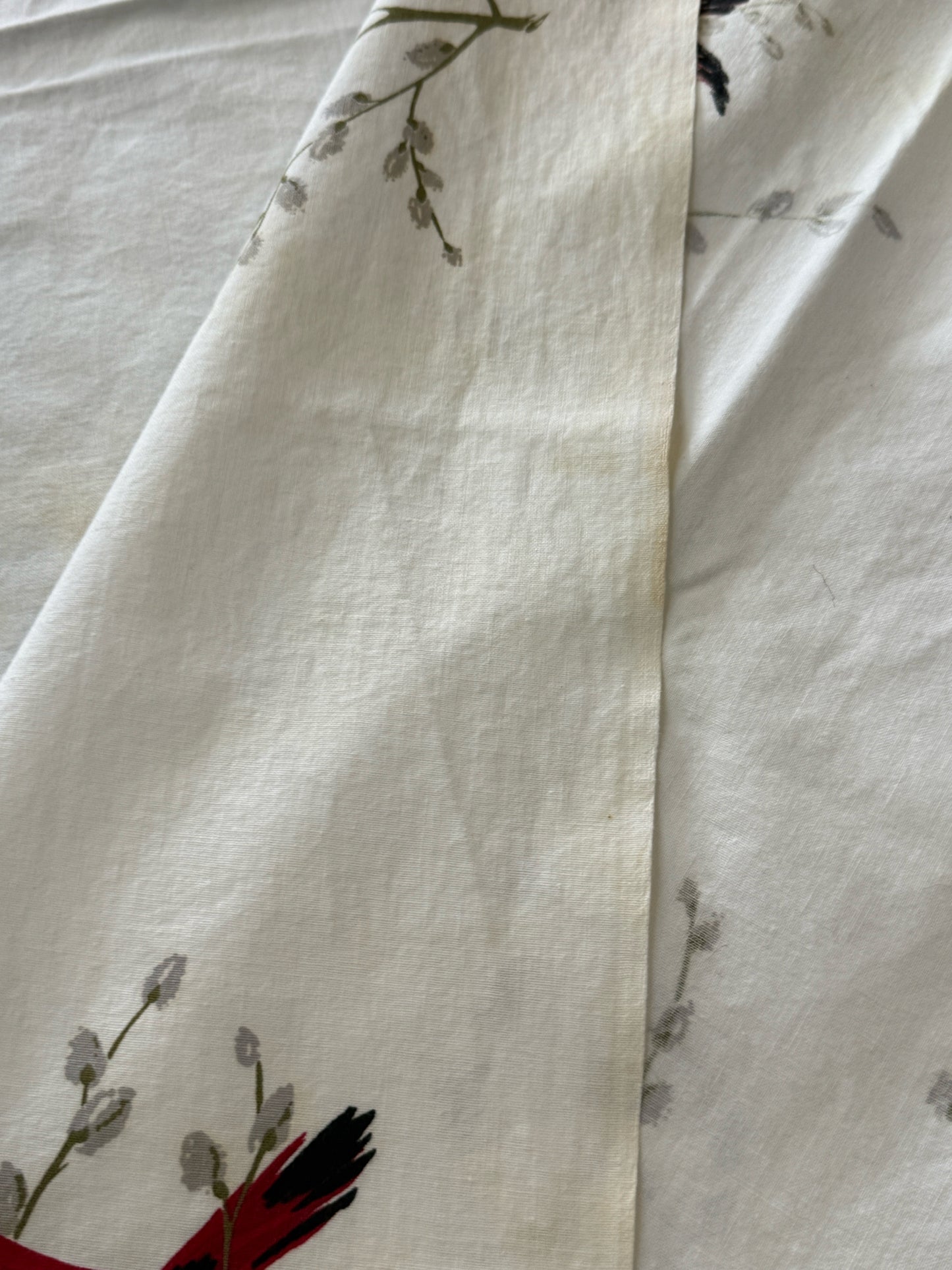 Vintage Midcentury Cardinal Bird Tablecloth