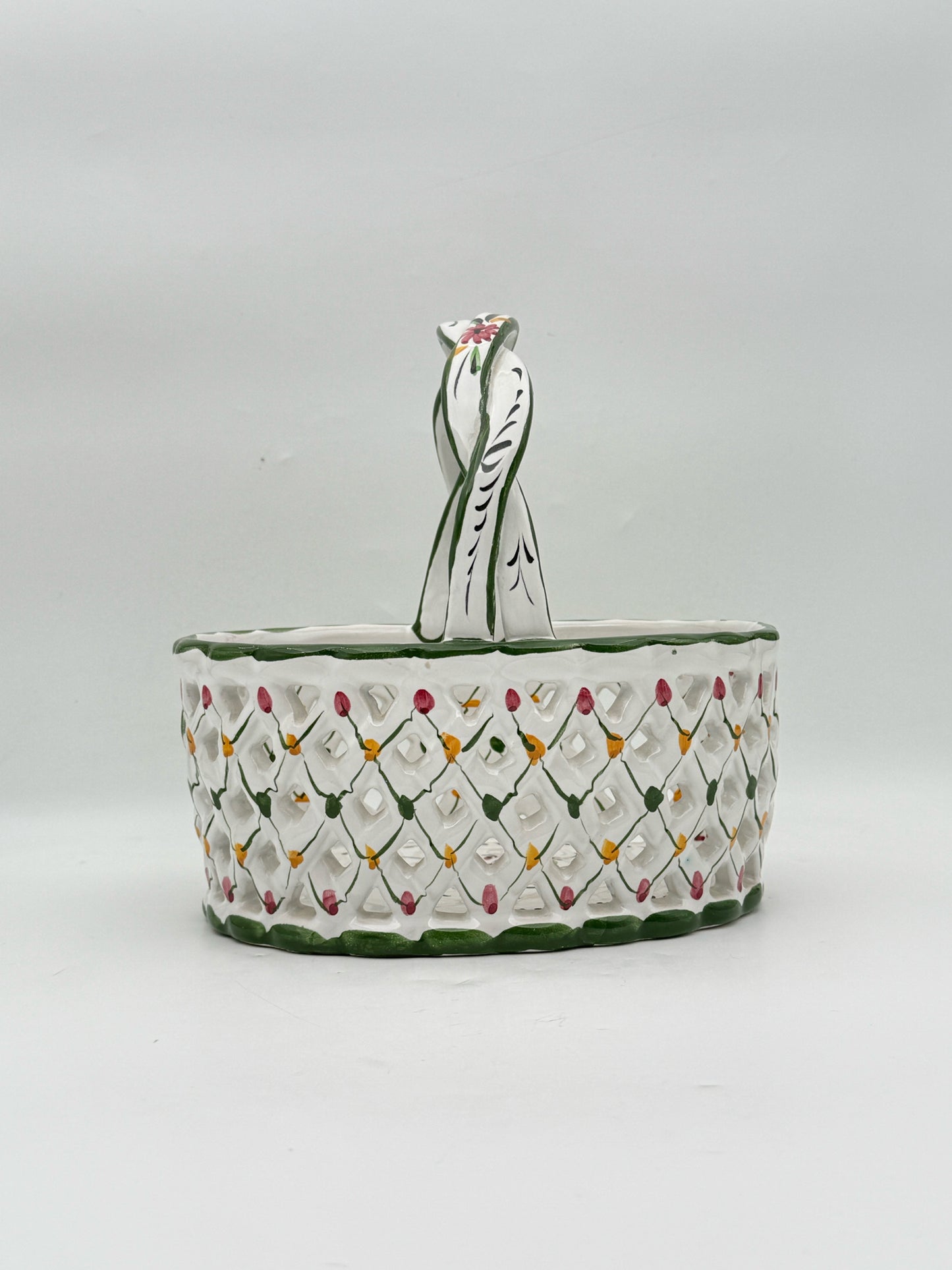 Handpainted Ceramic Pierced Basket