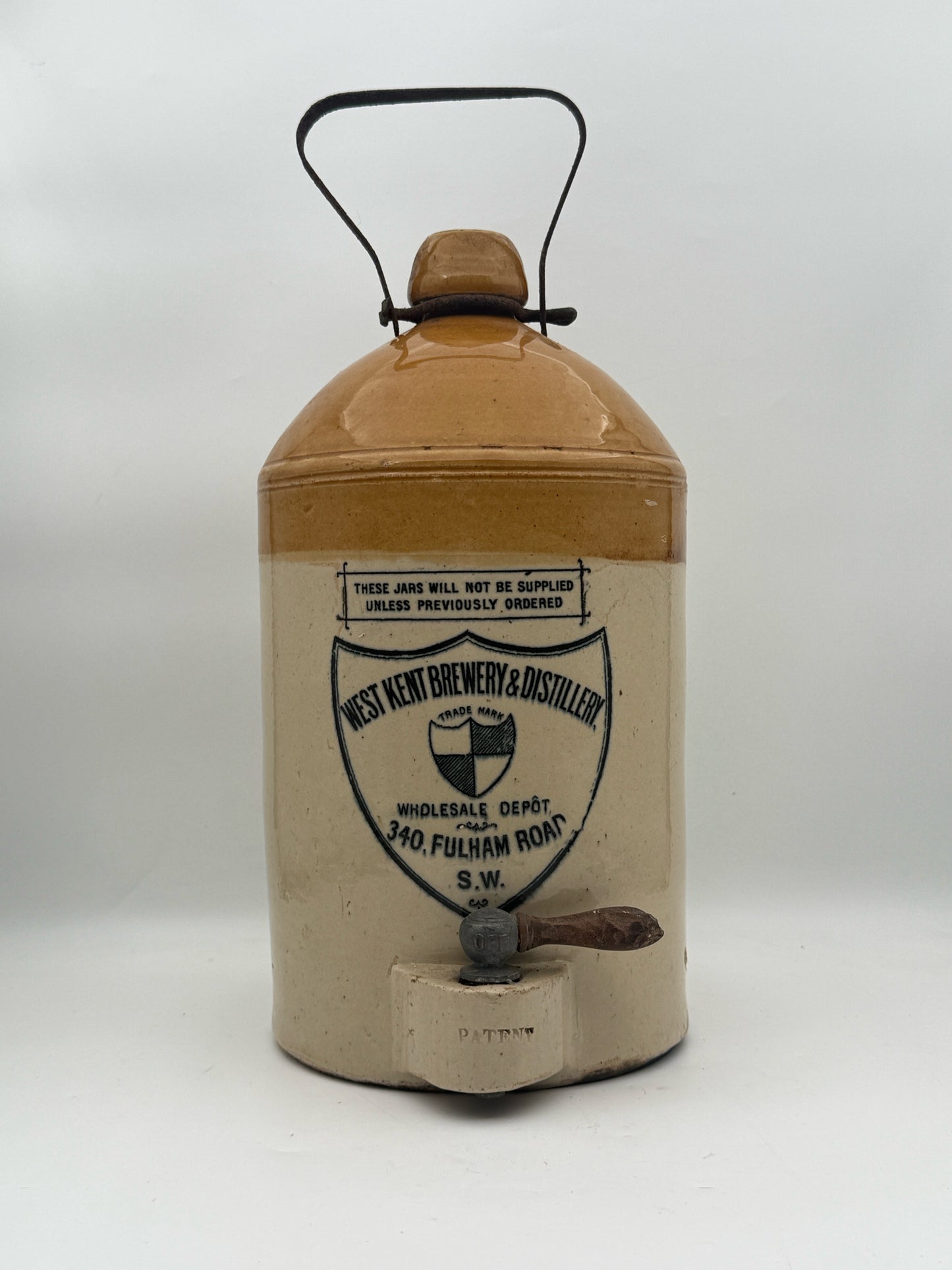 Antique West Kent Brewery Stoneware Flagon Jar