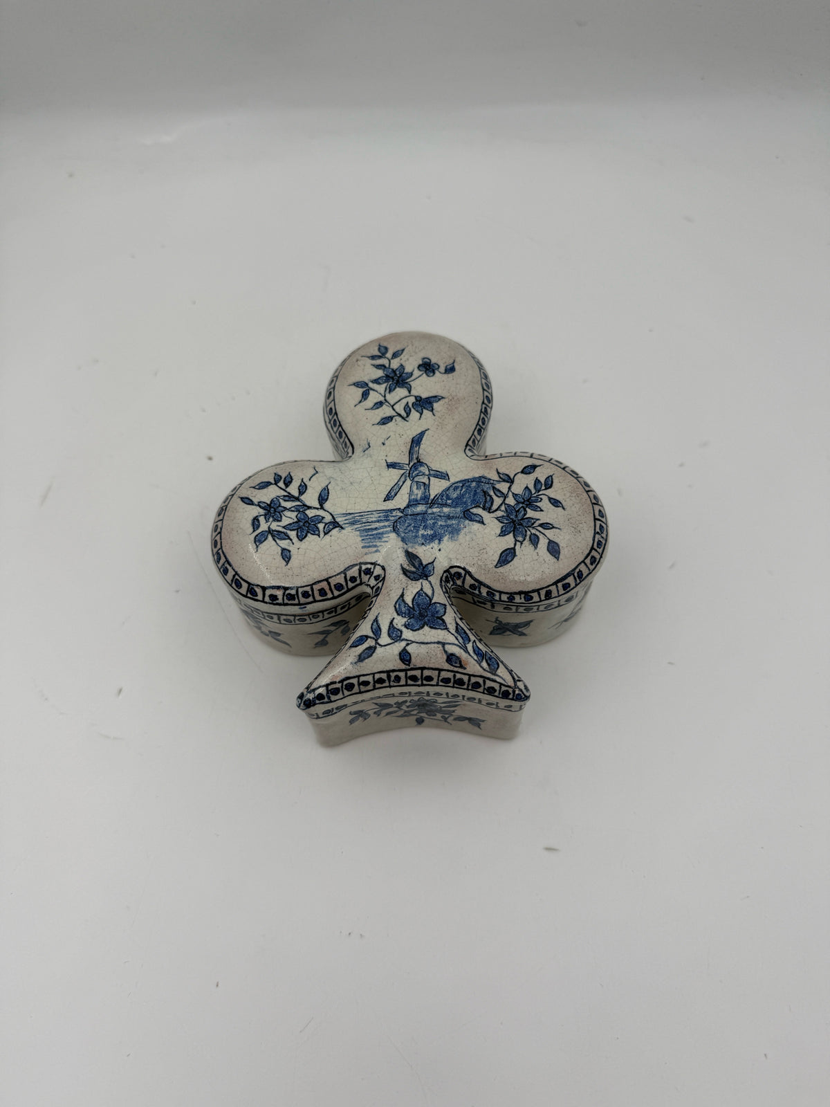 Vintage Blue And White Clover Box