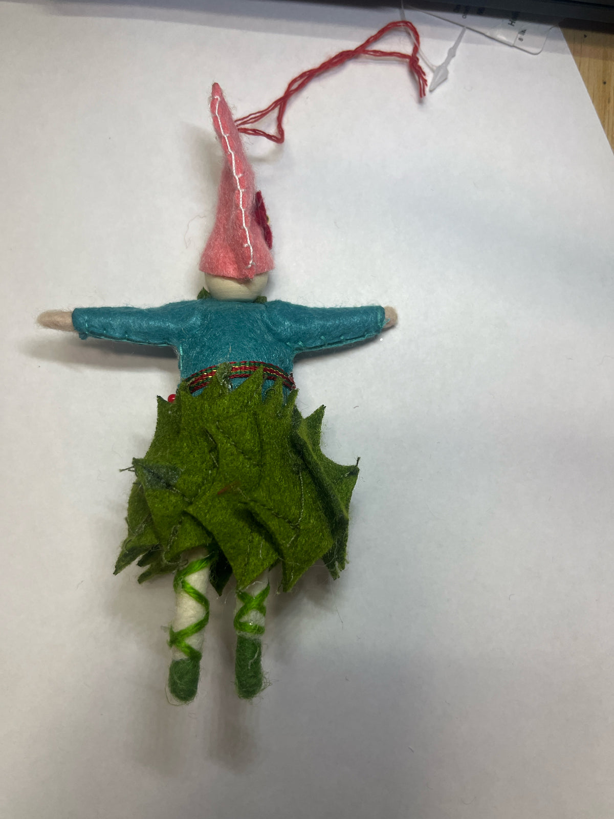 Pixie Ornament With Holly Skirt