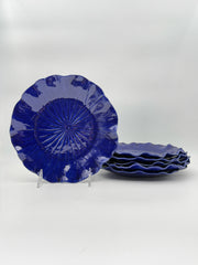 Colbalt Blue Cabbage Salad Plates- Set Of Six