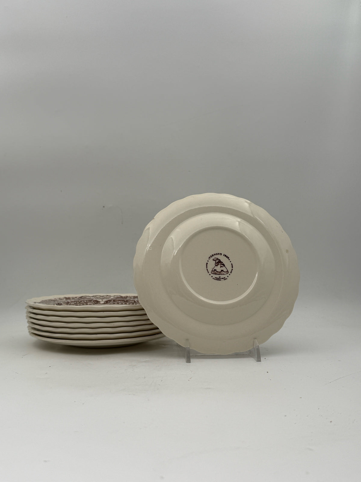 Vintage Vernon's Hand Tinted Small Plates- Set Of 8