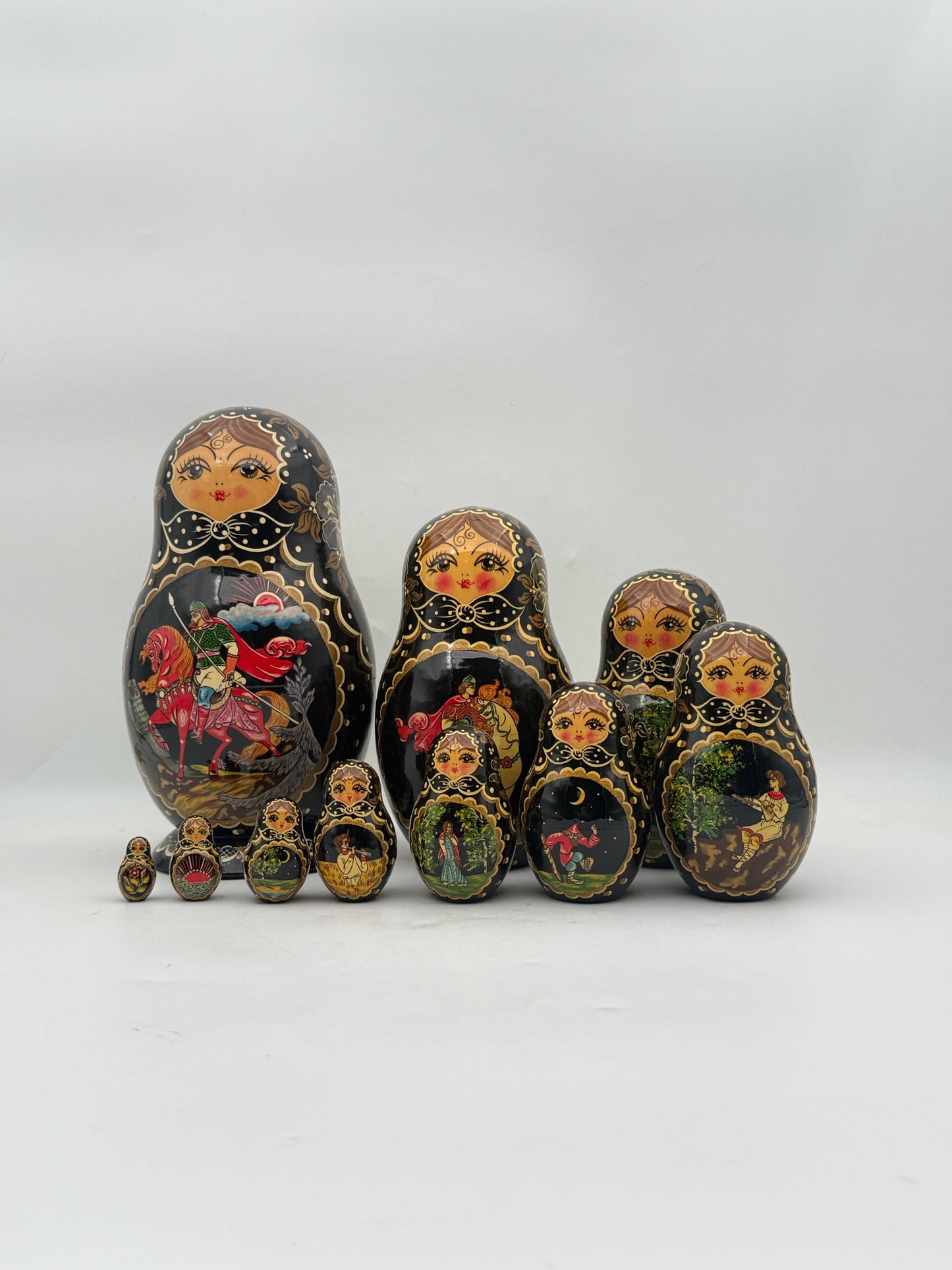 Set Of 10 Fairytale Theme Russian Nesting Dolls