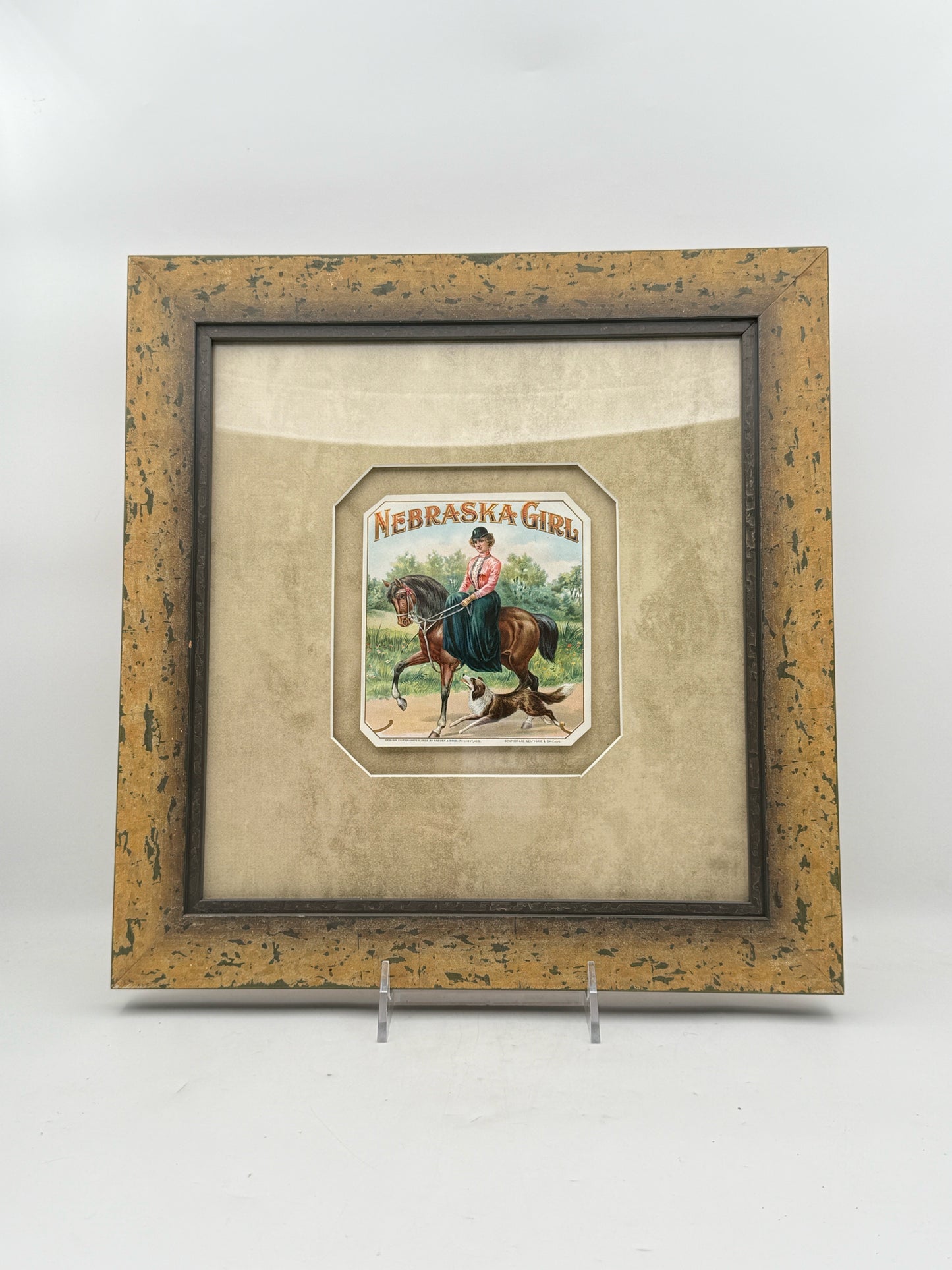 Framed Nebraska Girl Cigar Box Label